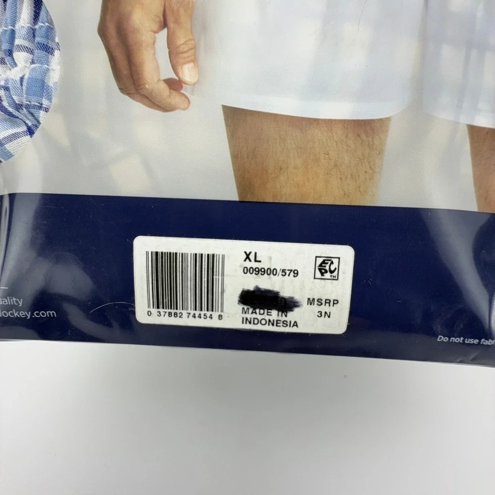 Jockey Classics 3 Pack Full-Cut Woven Boxers XL 40-42 Blue White Plaid‎ Stripe